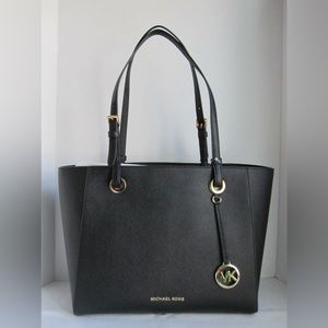 Michael Kors Walsh Medium Multifunction (MF) Saffiano Leather Tote - Black